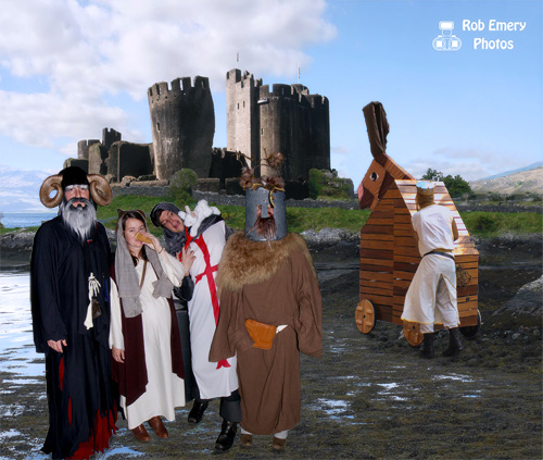 King Arthur & the monty python knights of camelot try to get into a castle with a wooden bunny